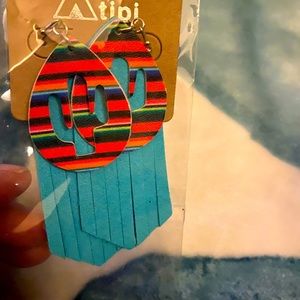 Southwestern Cactus & Serape Print with Fringe Earrings - last of this print!
